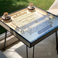 Rustic Scrabble Table with removable top glass, Convertible Coffee, Puzzle, and Display Table Functionality