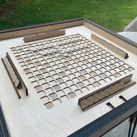 Rustic Scrabble Table with removable top glass, Convertible Coffee, Puzzle, and Display Table Functionality