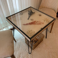 Rustic Scrabble Table with removable top glass, Convertible Coffee, Puzzle, and Display Table Functionality