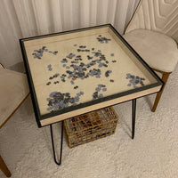 Rustic Scrabble Table with removable top glass, Convertible Coffee, Puzzle, and Display Table Functionality