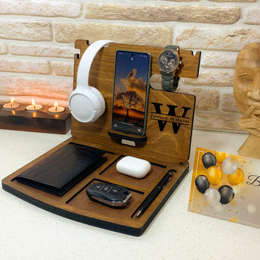 Personalized Black Wood Docking Station Gifts For Him