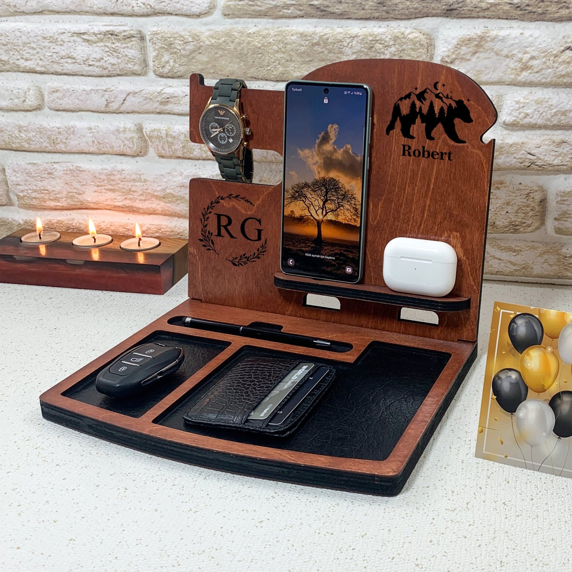 Venocci Mahogany Wood Docking Station for son graduation gitt.