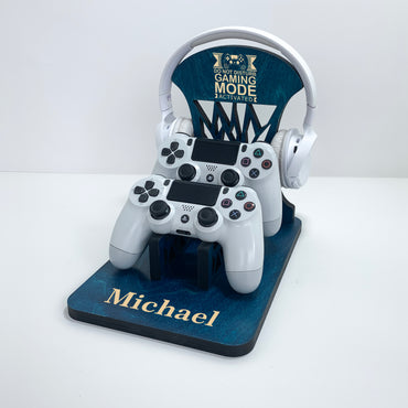 Personalized Wooden Controller Stand and Headset Stand for PS5, Xbox Gamers – Perfect Gift for Gamers