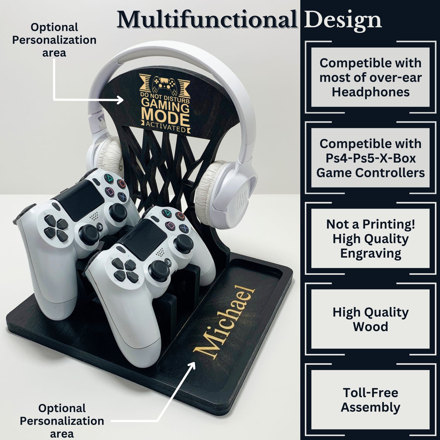 Benefits of Personalized Wooden Game Controller Stand and headphone holder, ps5 controller stand, ps5 controller holder, xbox controller holder, xbox controller stand, gaming room accessories for game room setup, headphone holder, headphone stand, headset holder, headset stand, game room game ideas teen boy or for adults