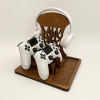 Personalized Wooden Controller Stand and Headset Holder, Christmas Gifts for Gamers