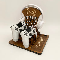 Personalized Wooden Controller Stand and Headset Holder, Christmas Gifts for Gamers