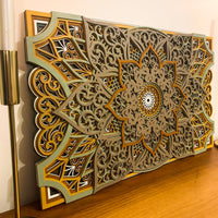 Décor mural élégant en bois de mandala, décor d’art mural en bois, décoration intérieure, art mural en bois de mandala, décor de salon de panneau mural en bois de chambre à coucher