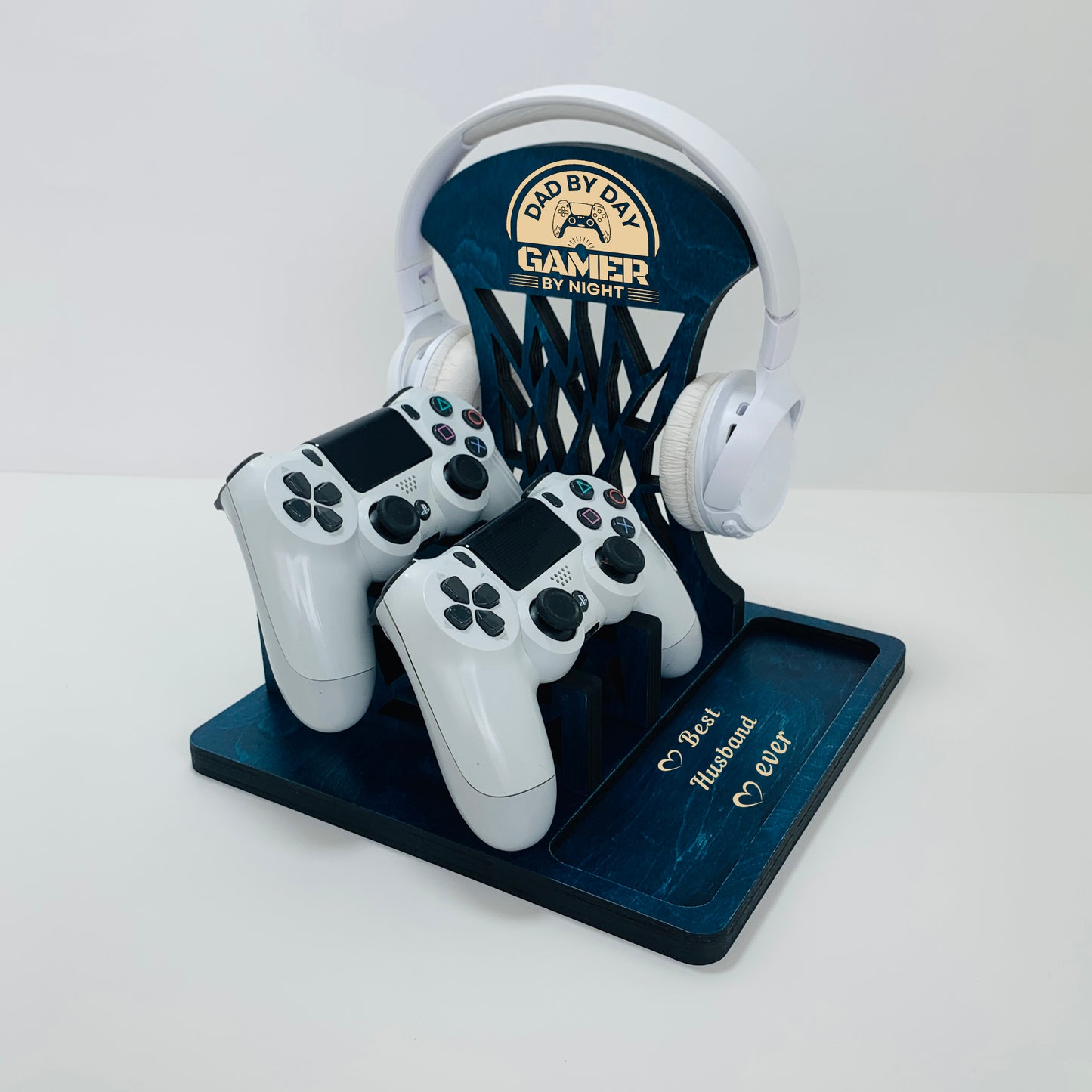 Personalized Wooden Controller Stand and Headset Holder, Christmas Gifts for Gamers