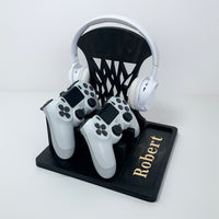 Personalized Wooden Controller Stand and Headset Holder, Christmas Gifts for Gamers