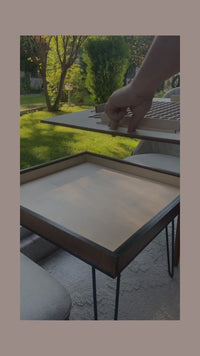 Rustic Scrabble Table with removable top glass, Convertible Coffee, Puzzle, and Display Table Functionality